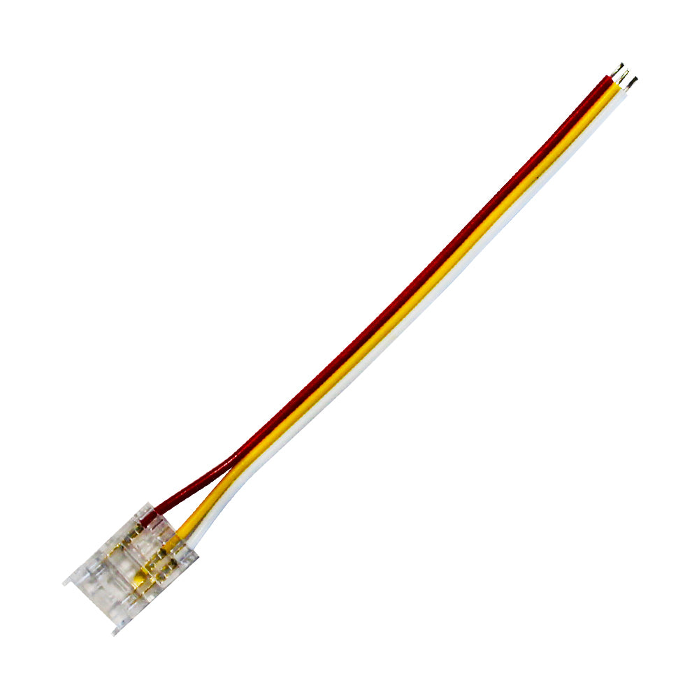 LED-Streifen Schnellverbinder 3-polig für CCT-/Dual-Weiß-COB-Streifen 10 mm – Streifen-zu-Kabel mit 10-cm-Anschlusskabel, lötfrei IP20