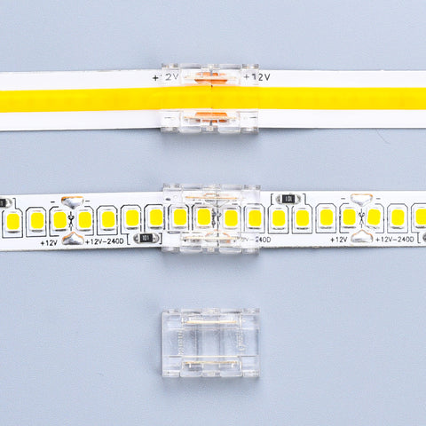 LED-Streifen Schnellverbinder 2-polig für einfarbige COB/SMD-Streifen 10 mm – Kabel-zu-Kabel-Kupplung, lötfrei IP20