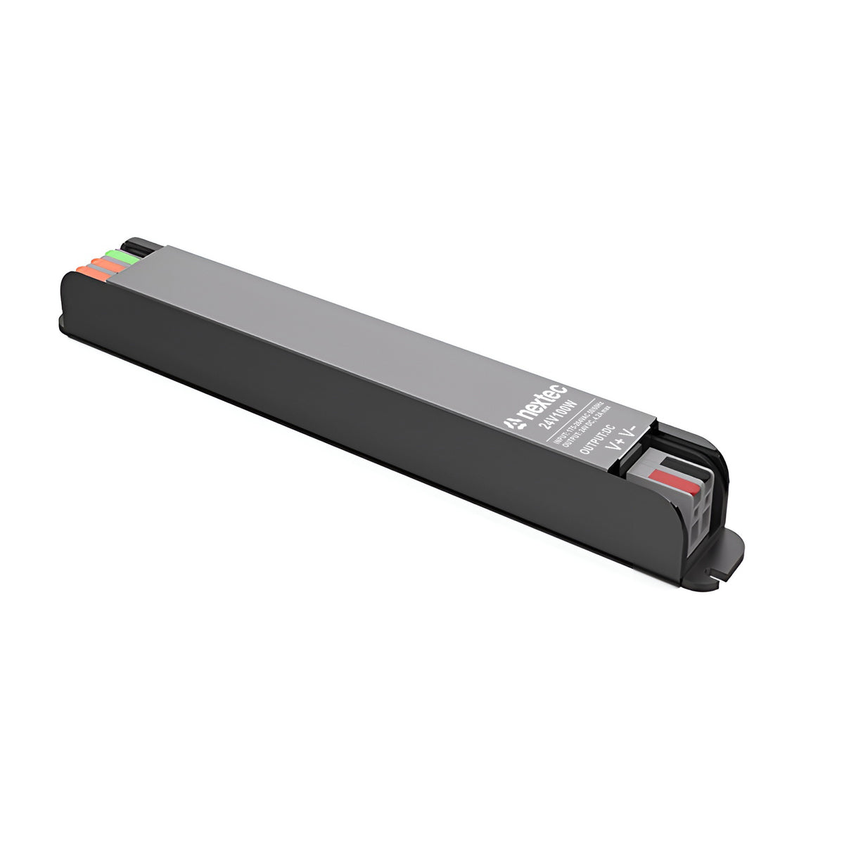 Schmales LED-Netzteil 24 V 100 W 4,17 A IP20 mit Schnellklemmen an beiden Enden, 217 × 27 × 23 mm