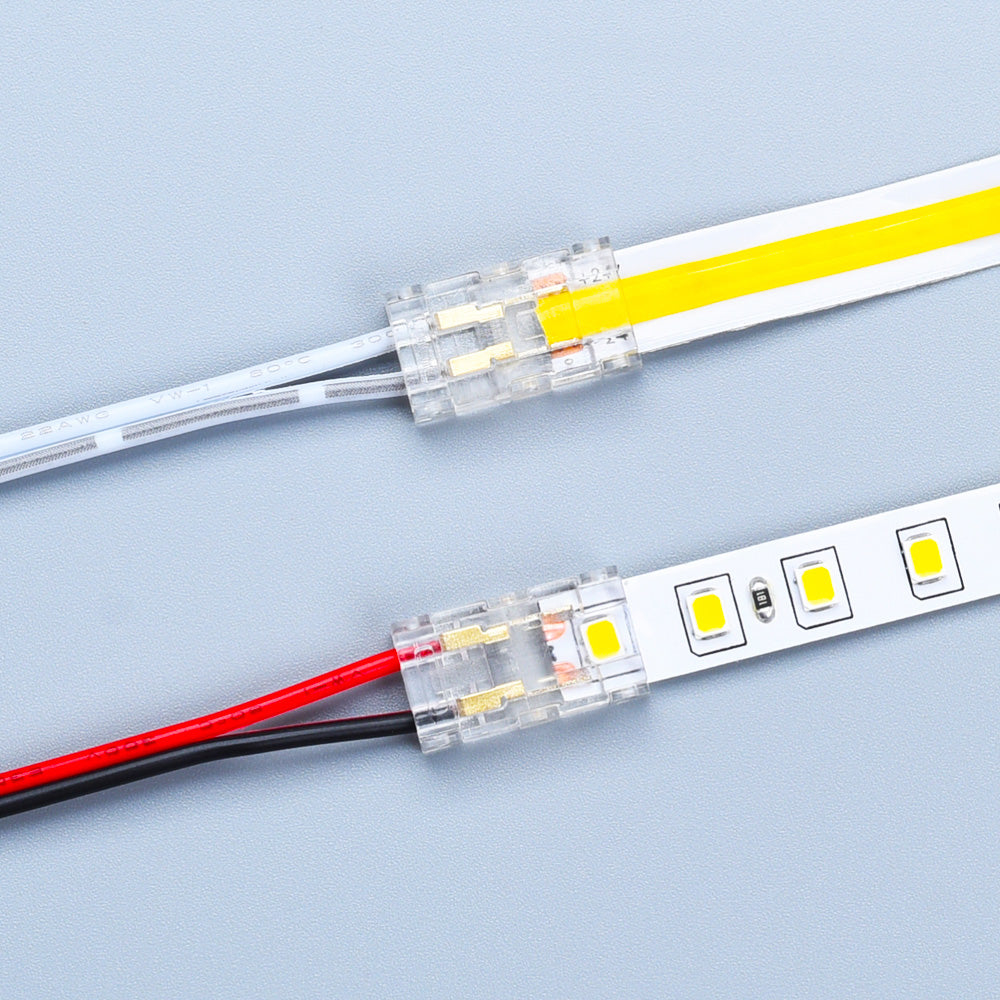 LED-Streifen Schnellverbinder 2-polig für einfarbige COB/SMD-Streifen 8 mm – Streifen-zu-Kabel (Klemmverbinder), lötfrei IP20