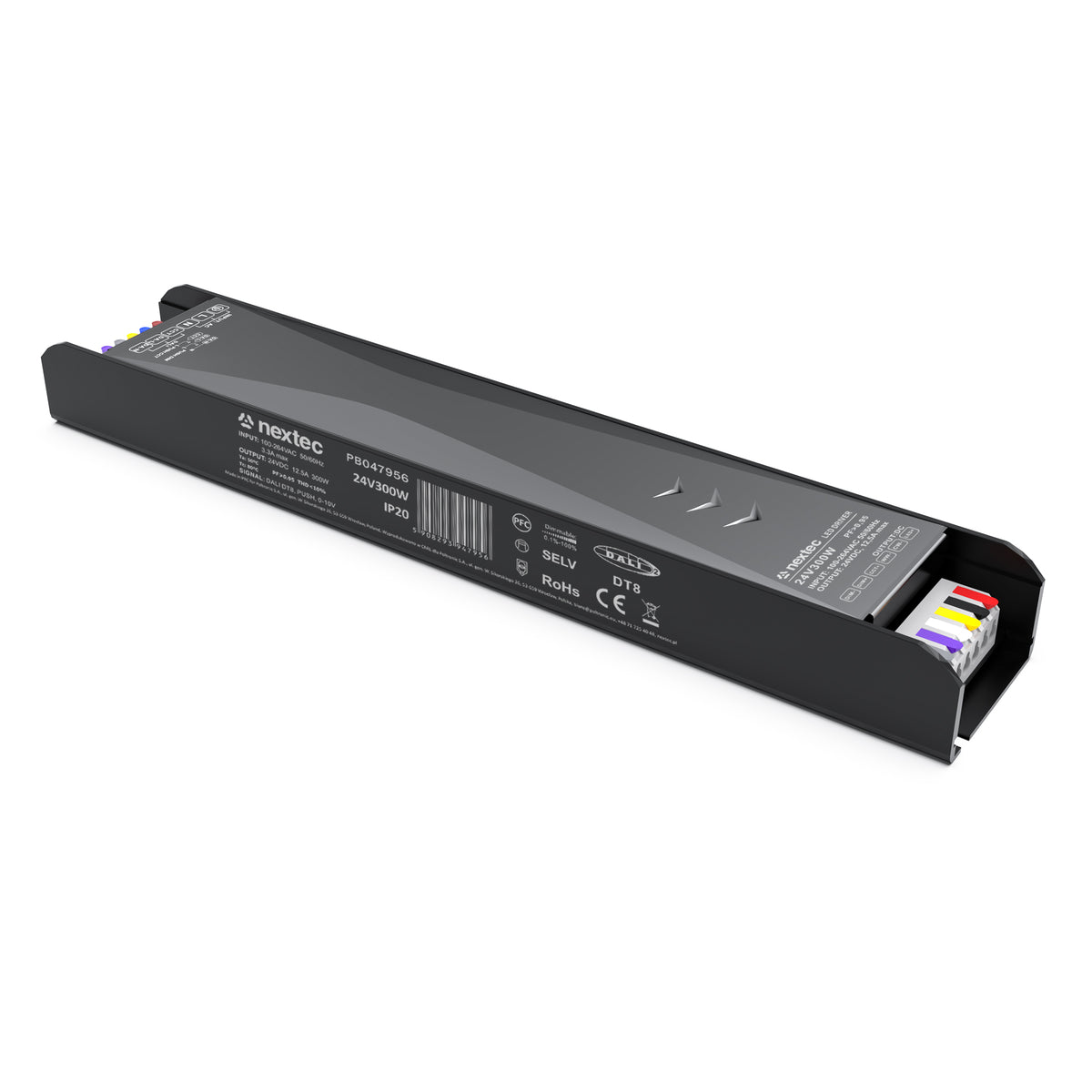 Dimmbares DALI-2 LED-Netzteil 24 V 300 W mit farbcodierten Anschlussklemmen, DT8 für CCT-Streifen