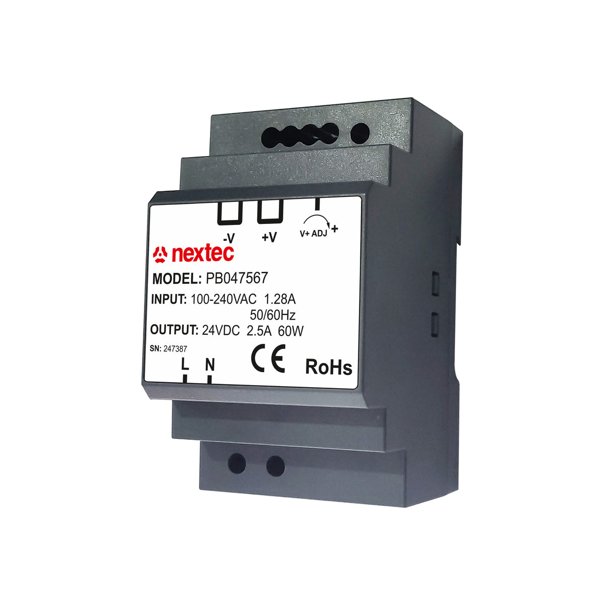 Hutschienen-Netzteil 24 V 60 W für DIN-Schiene TS35, 3 TE, mit Schraubklemmen