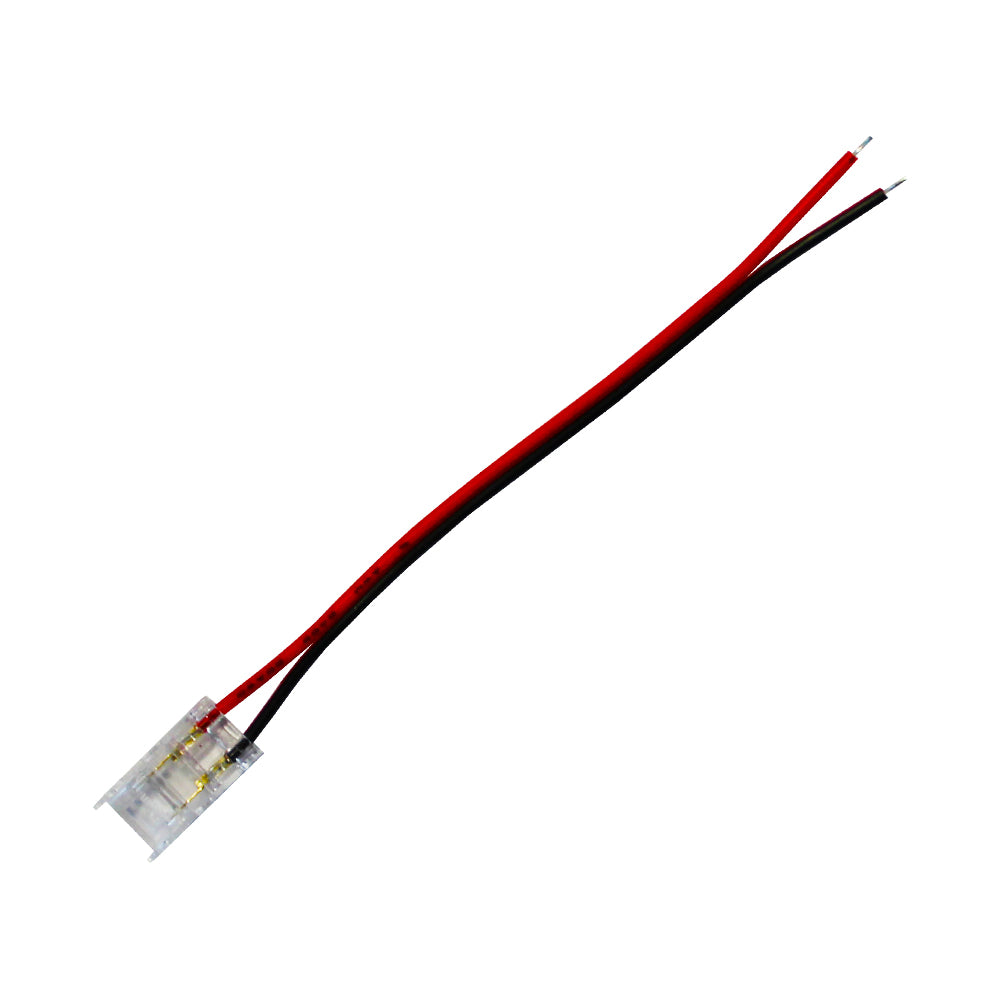 LED-Streifen Schnellverbinder 2-polig für einfarbige COB/SMD-Streifen 8 mm – Streifen-zu-Kabel mit 10-cm-Anschlusskabel, lötfrei IP20