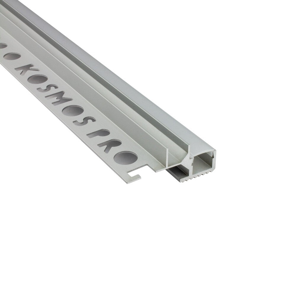 LED-Treppenprofil Sydney – T-40 für 10-mm-Fliesen, Aluminium silber, Profil ohne Endkappe