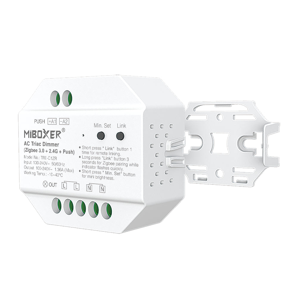 MiBoxer TRI-C1ZR Zigbee-Triac-Dimmer 230 V – mit Montagehalter