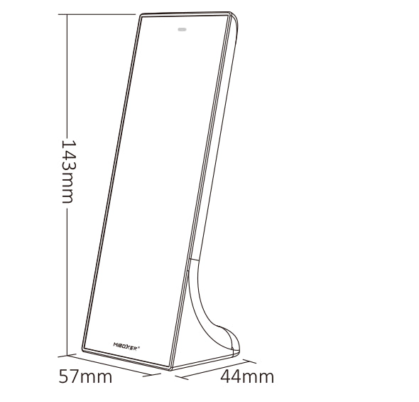 MiBoxer Y3 – Maßzeichnung mit Standfuß